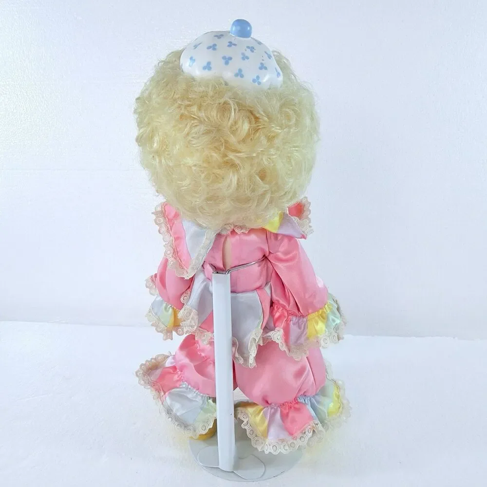 VTG Precious Moments Taffy The Clown Doll Pastel Ruffle 1980s Toy W/ Tag & Stand